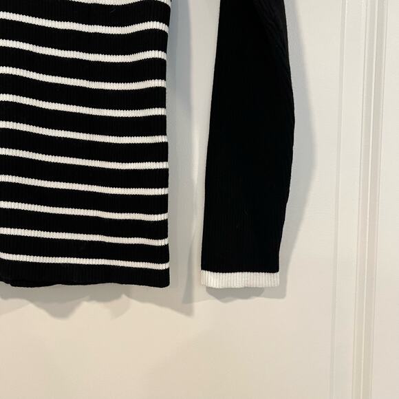 Lauren Ralph Lauren Women's Turtleneck Sweater Black White Stripes Size Large - Picture 2 of 9